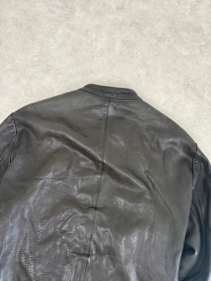 SS2012 Emporio Armani Black Leather Biker Jacket WceEdpD 6