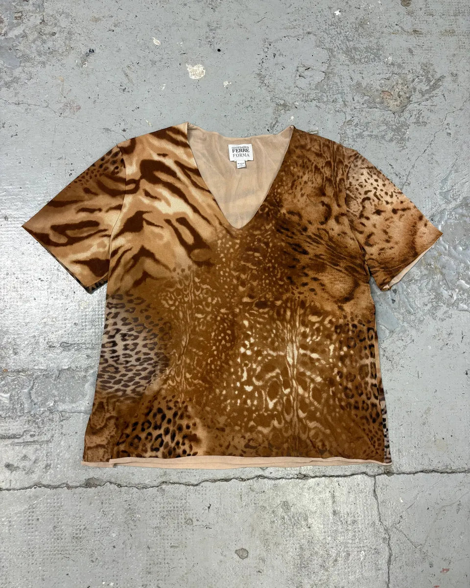 Gianfranco Ferré Animal Print V-Neck T-Shirt SecFNCH 0