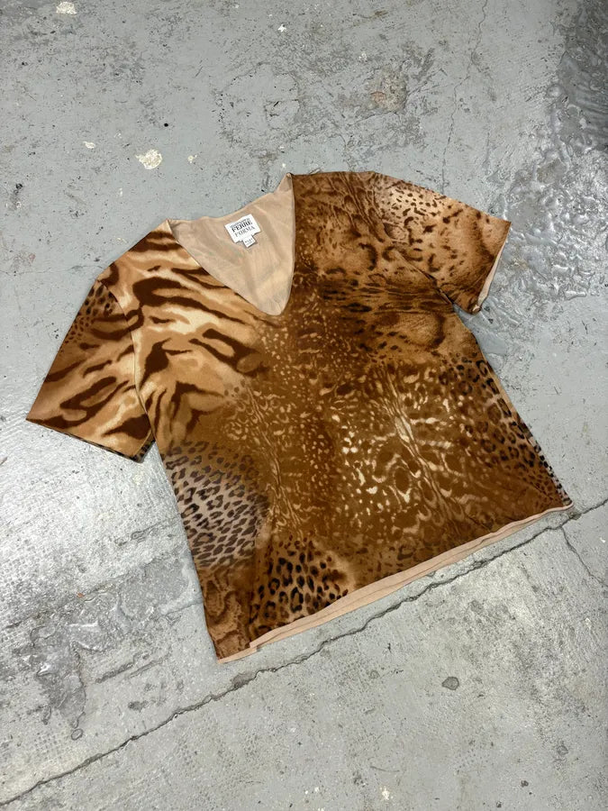Gianfranco Ferré Animal Print V-Neck T-Shirt SecFNCH 1