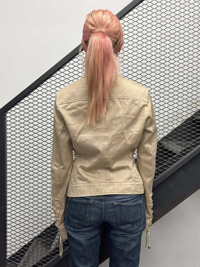 2000s Gianfranco Ferré Beige Lace-Up Light Jacket cLQaRuk 2