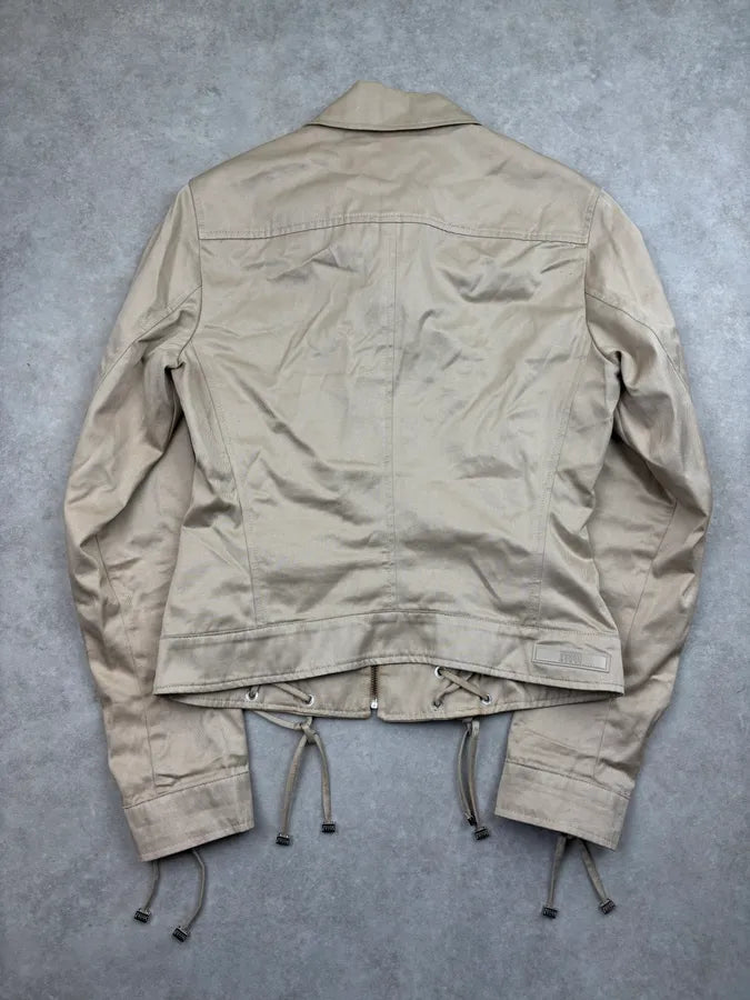 2000s Gianfranco Ferré Beige Lace-Up Light Jacket cLQaRuk 5