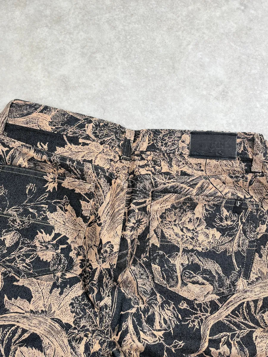 2000s Gianfranco Ferré Black & Beige Denim Floral Jacquard Jeans EqAzpei 6