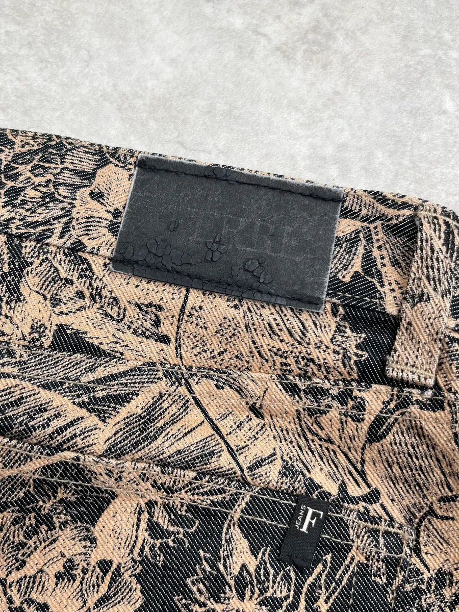 2000s Gianfranco Ferré Black & Beige Denim Floral Jacquard Jeans EqAzpei 7