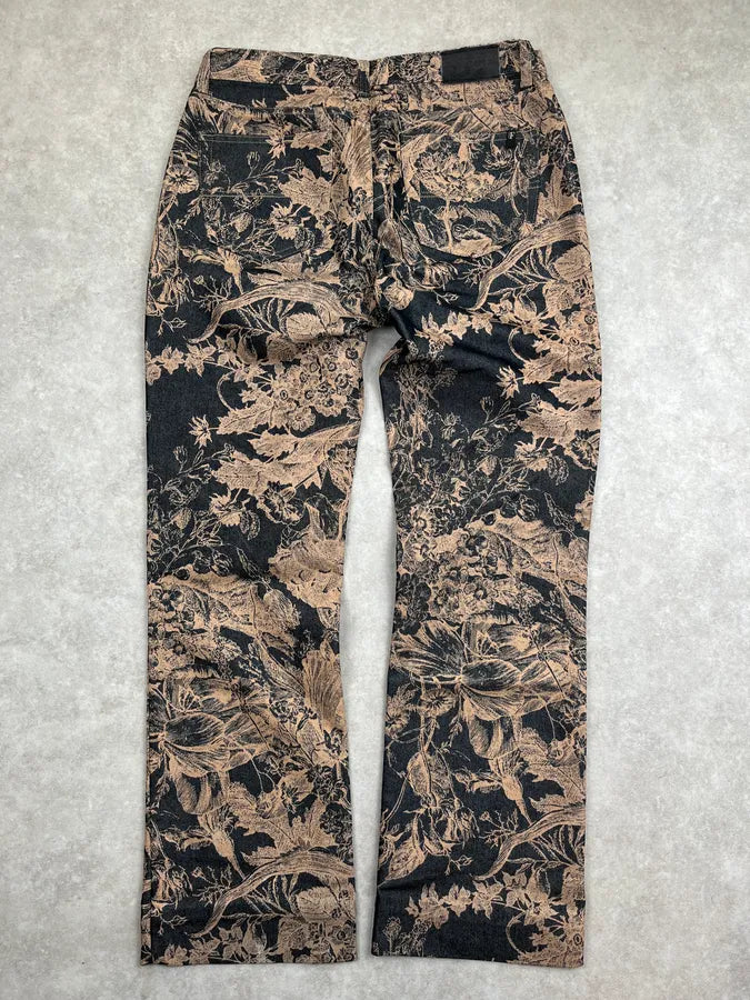 2000s Gianfranco Ferré Black & Beige Denim Floral Jacquard Jeans EqAzpei 4