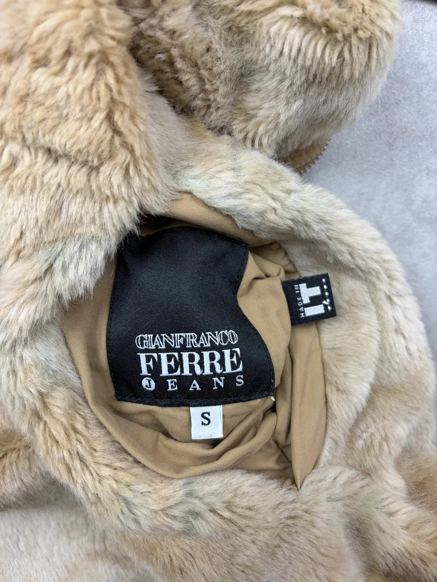 Gianfranco Ferré Beige Nylon Reversible Fur-Collar Vest hCxsVhL 5