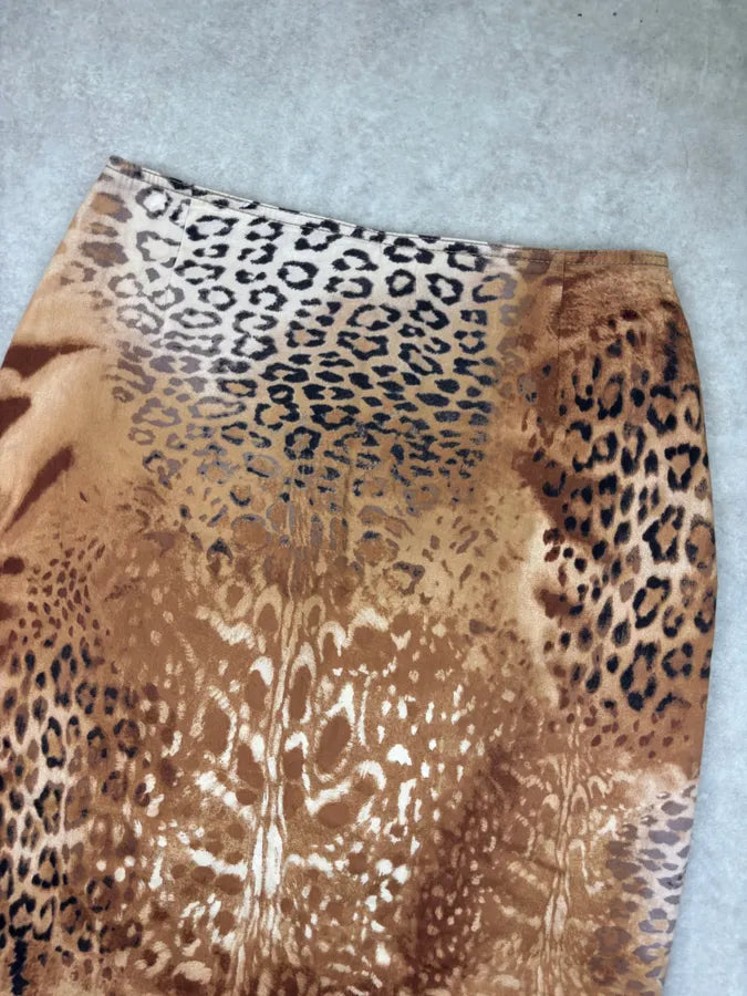 2000s Gianfranco Ferré Beige Silk Leopard Maxi Skirt fRoxcHK 4