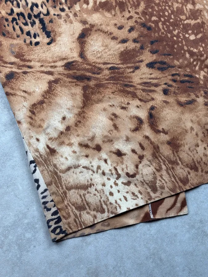 2000s Gianfranco Ferré Beige Silk Leopard Maxi Skirt fRoxcHK 9
