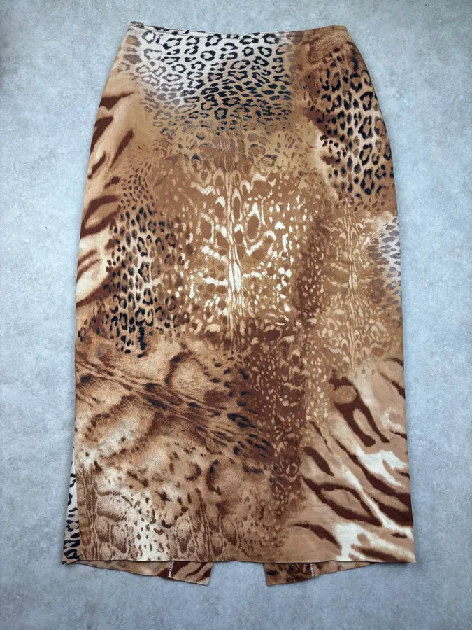 2000s Gianfranco Ferré Beige Silk Leopard Maxi Skirt fRoxcHK 3