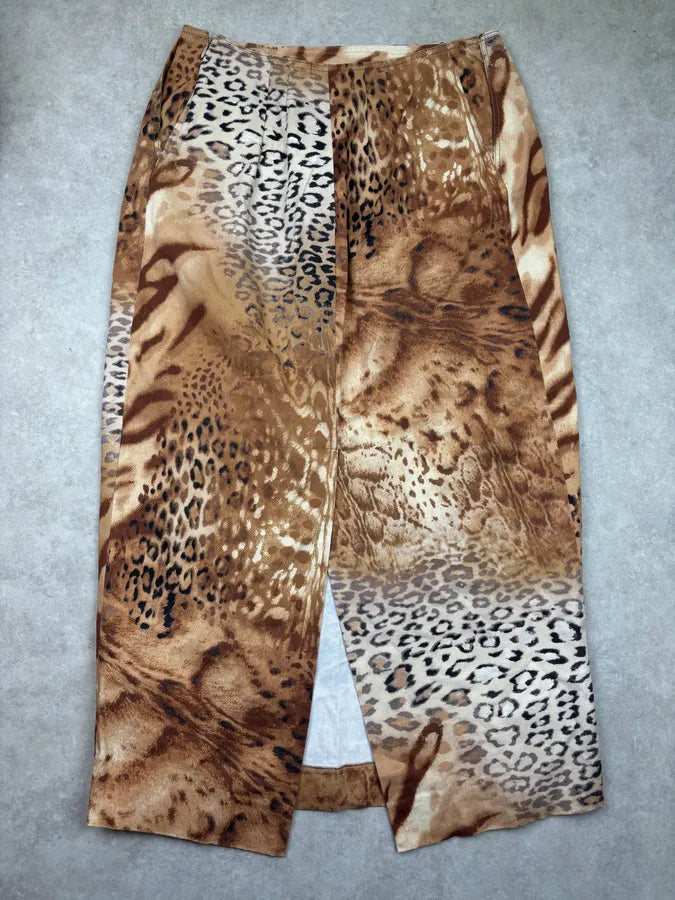 2000s Gianfranco Ferré Beige Silk Leopard Maxi Skirt fRoxcHK 5