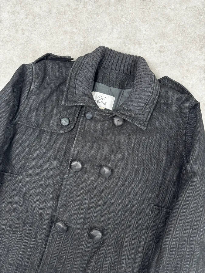 AW2006 Gianfranco Ferré Grey Officer Buttoned Bomber Jacket cFwKKXE 4