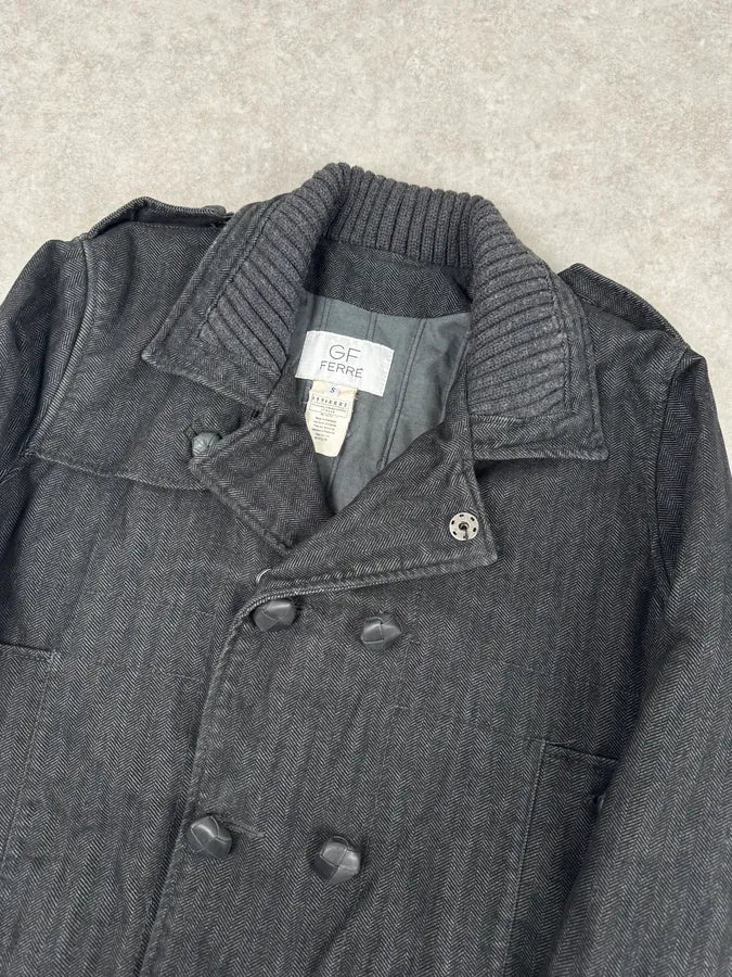 AW2006 Gianfranco Ferré Grey Officer Buttoned Bomber Jacket cFwKKXE 5