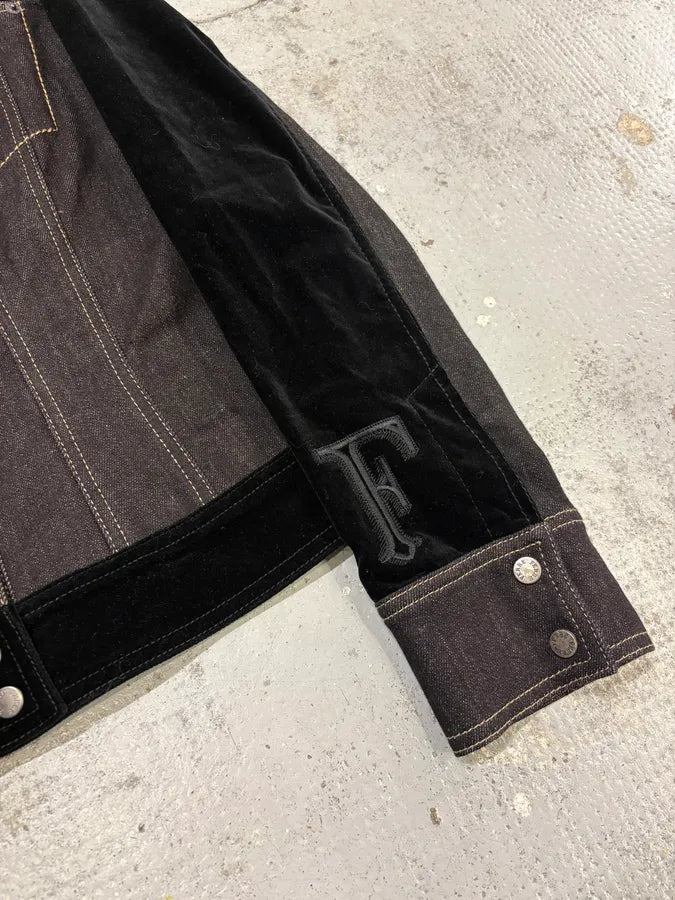 2000s Gianfranco Ferré Black Denim Velvet Hybrid Jacket  joCETFm 7