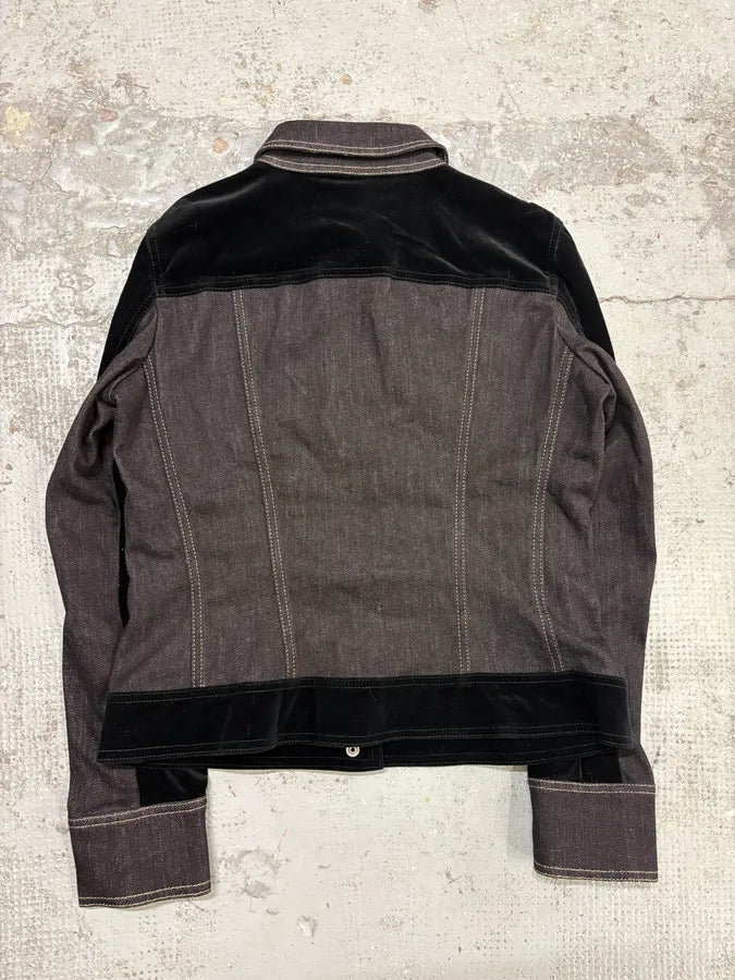 2000s Gianfranco Ferré Black Denim Velvet Hybrid Jacket  joCETFm 5