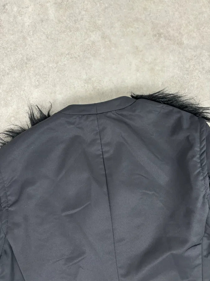 2000s Gianfranco Ferré Black Faux Fur Zip-up Jacket zNQiUDu 5