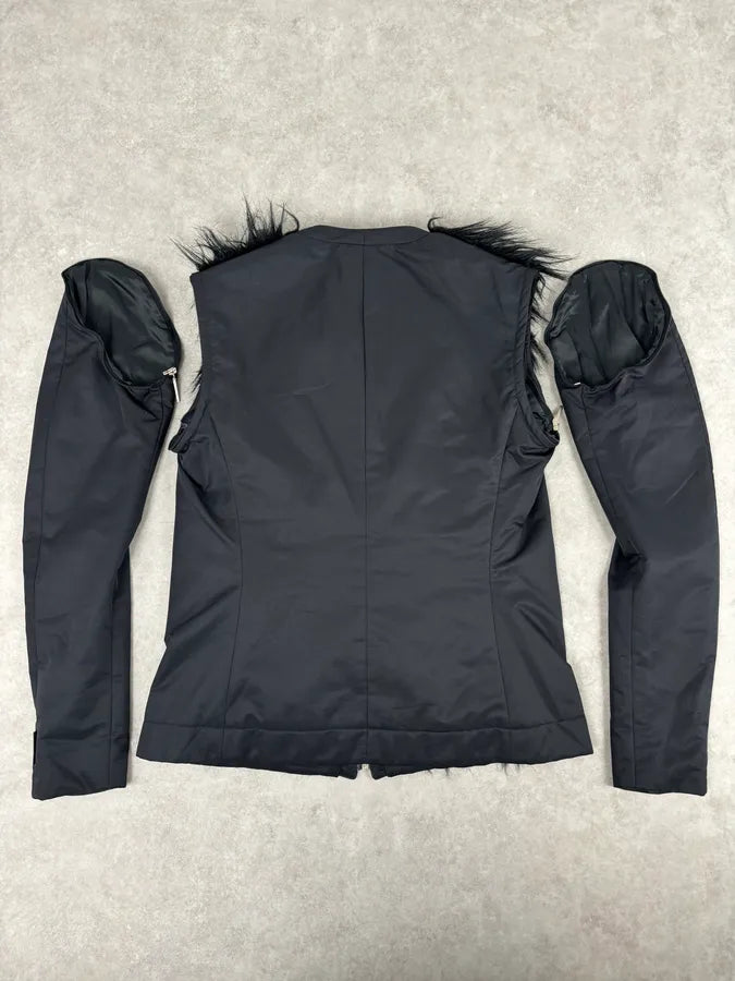 2000s Gianfranco Ferré Black Faux Fur Zip-up Jacket zNQiUDu 7