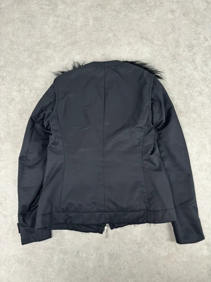 2000s Gianfranco Ferré Black Faux Fur Zip-up Jacket zNQiUDu 4