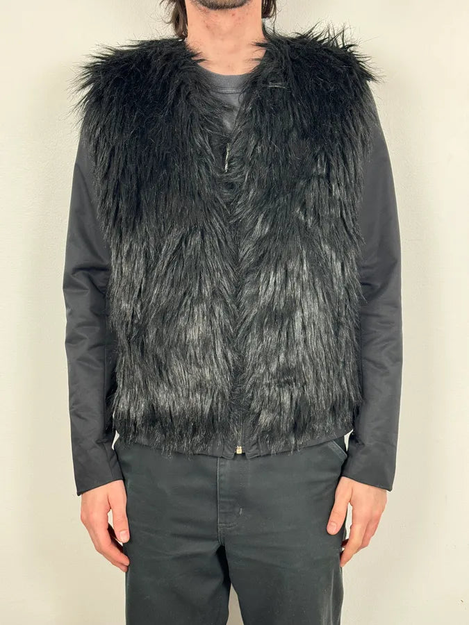 2000s Gianfranco Ferré Black Faux Fur Zip-up Jacket zNQiUDu 1