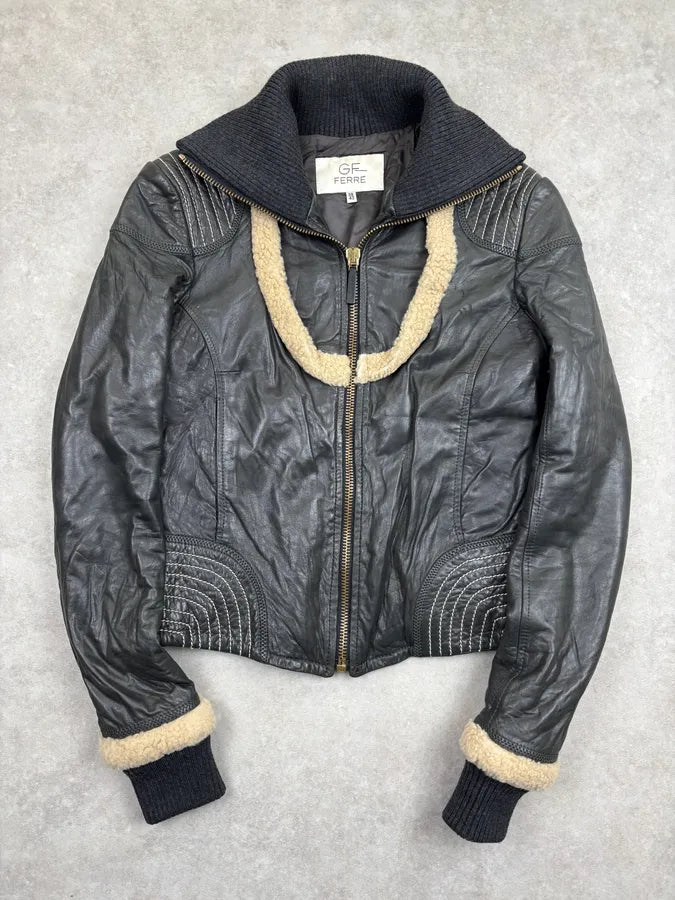 2000s Gianfranco Ferré Black Moto Leather Jacket xWhfXdV 2