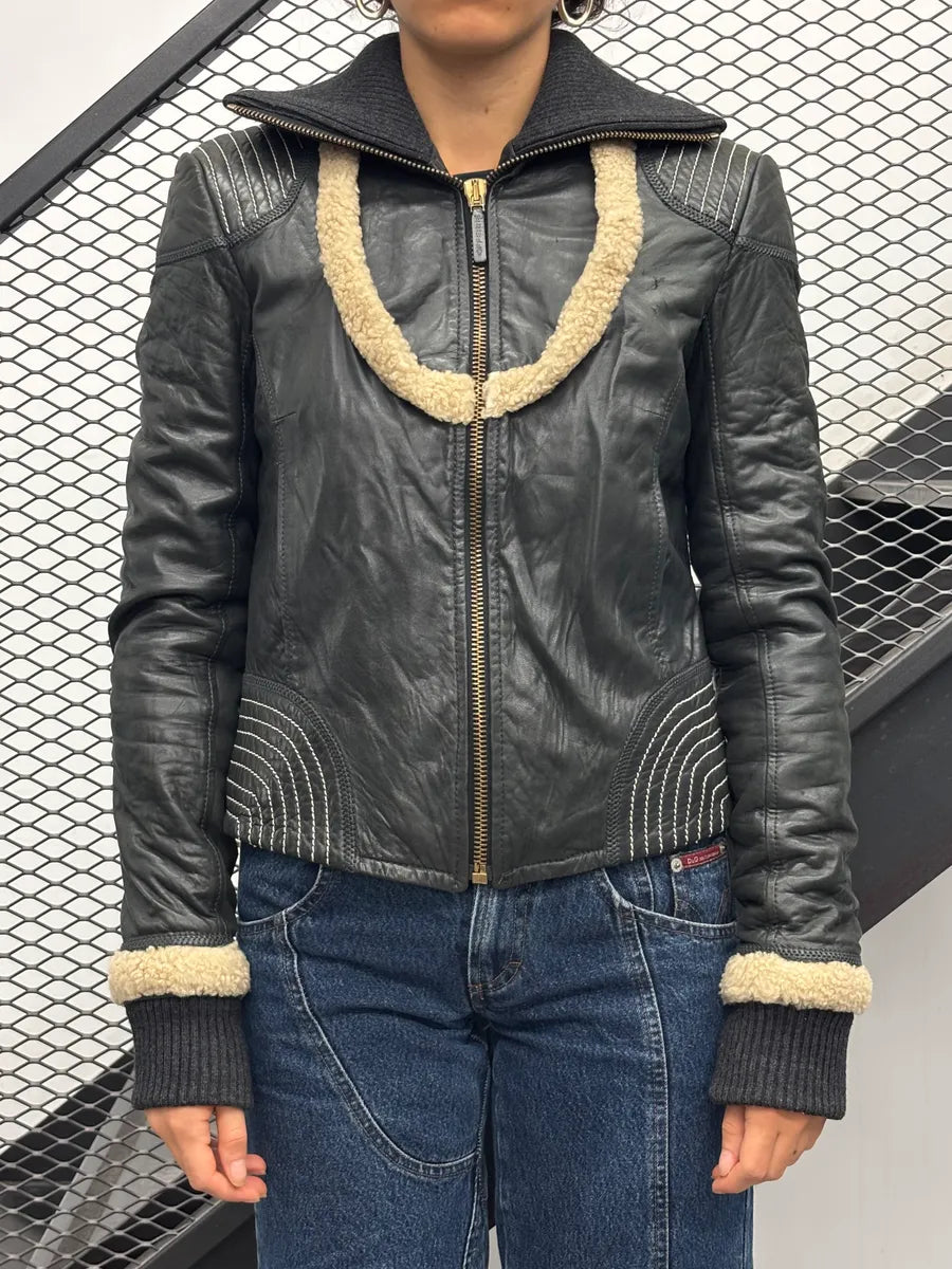 2000s Gianfranco Ferré Black Moto Leather Jacket xWhfXdV 0