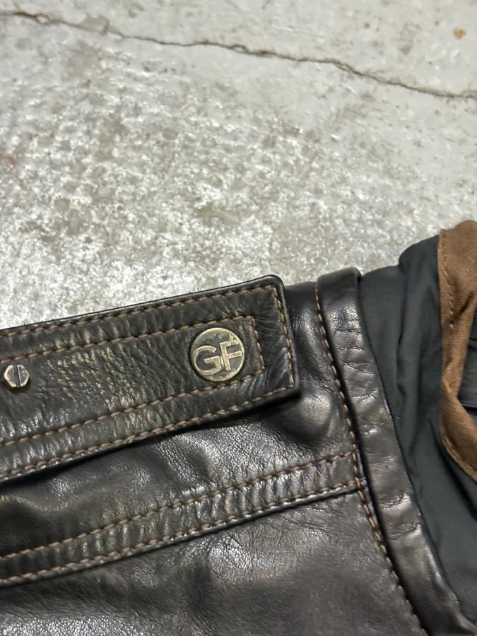 2000s Gianfranco Ferré Black Leather Motorcycle Jacke QphTGrH 8