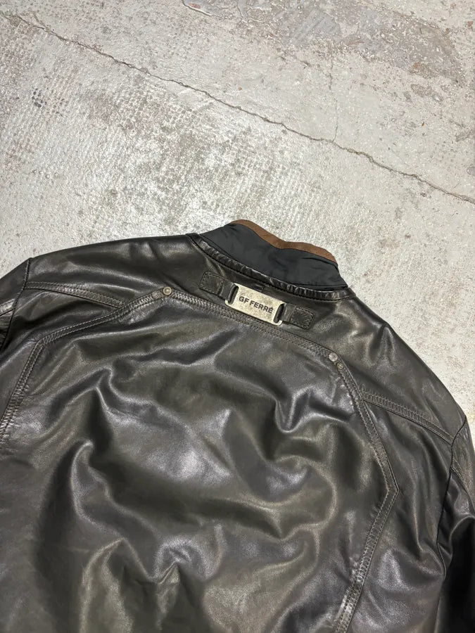 2000s Gianfranco Ferré Black Leather Motorcycle Jacke QphTGrH 5