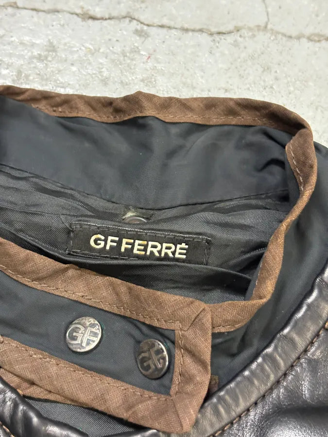 2000s Gianfranco Ferré Black Leather Motorcycle Jacke QphTGrH 6
