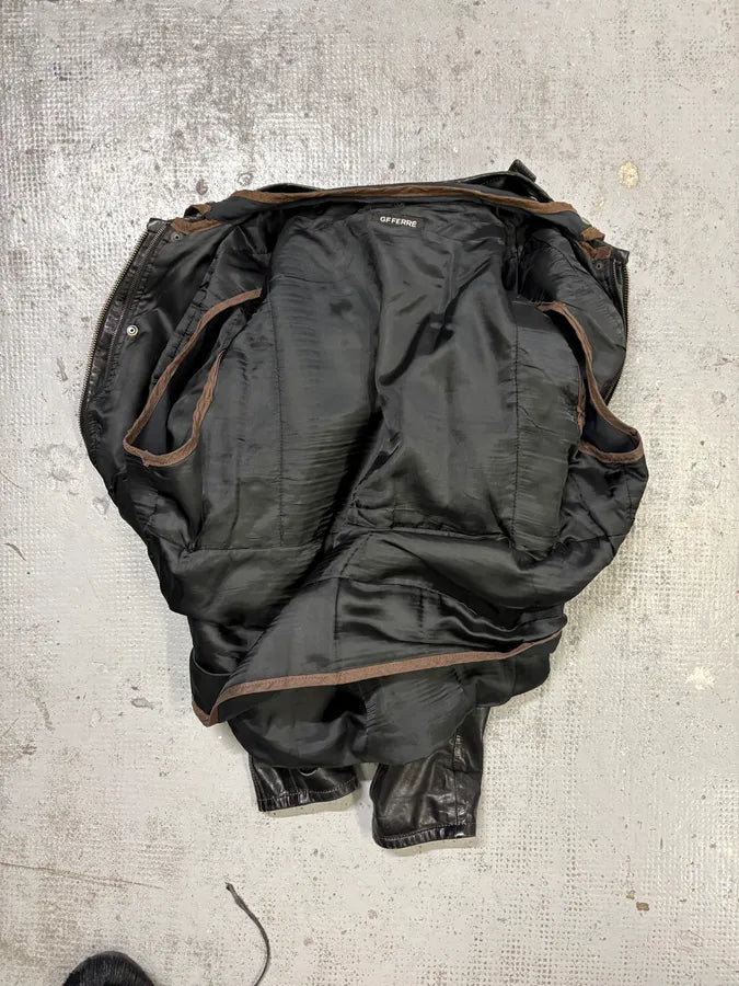 2000s Gianfranco Ferré Black Leather Motorcycle Jacke QphTGrH 10