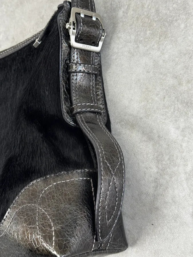 Gianfranco Ferré Black Pony Hair Shoulder Bag rzLABBr 7