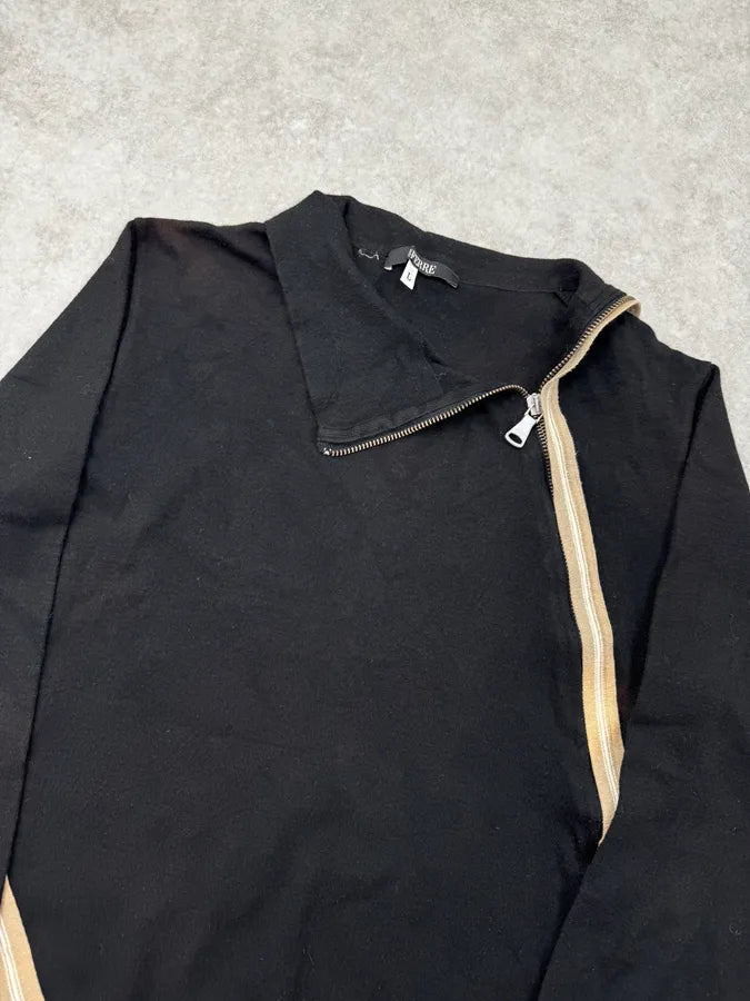 Gianfranco Ferré Black Spiral Zip Turtleneck Sweater NqfpfuM 5