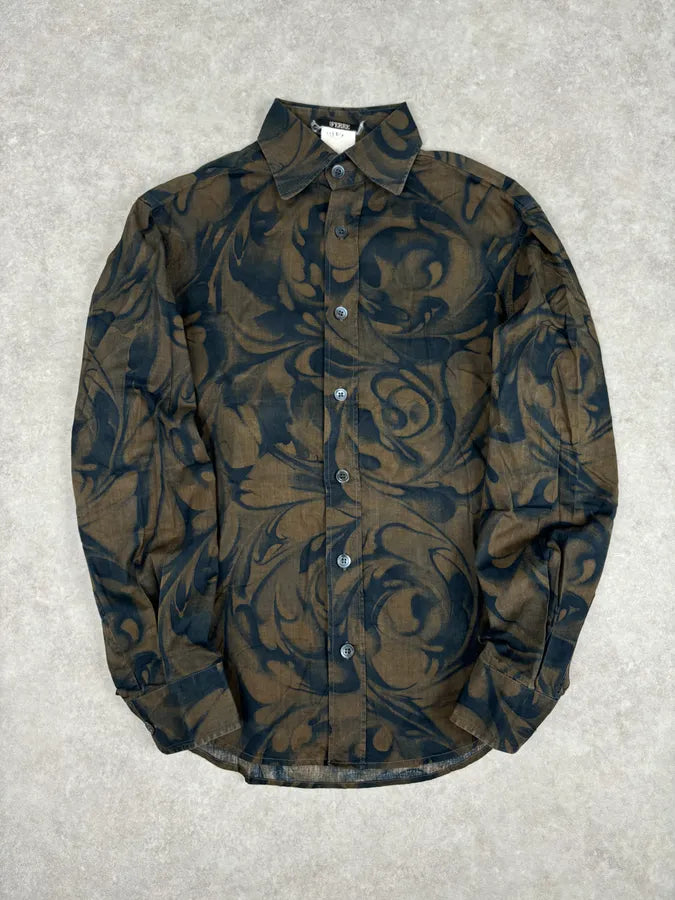 2000s Gianfranco Ferré Brown Floral Print Shirt LGSTPiv 0