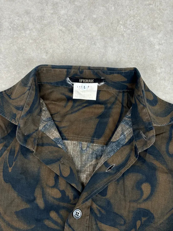 2000s Gianfranco Ferré Brown Floral Print Shirt LGSTPiv 7
