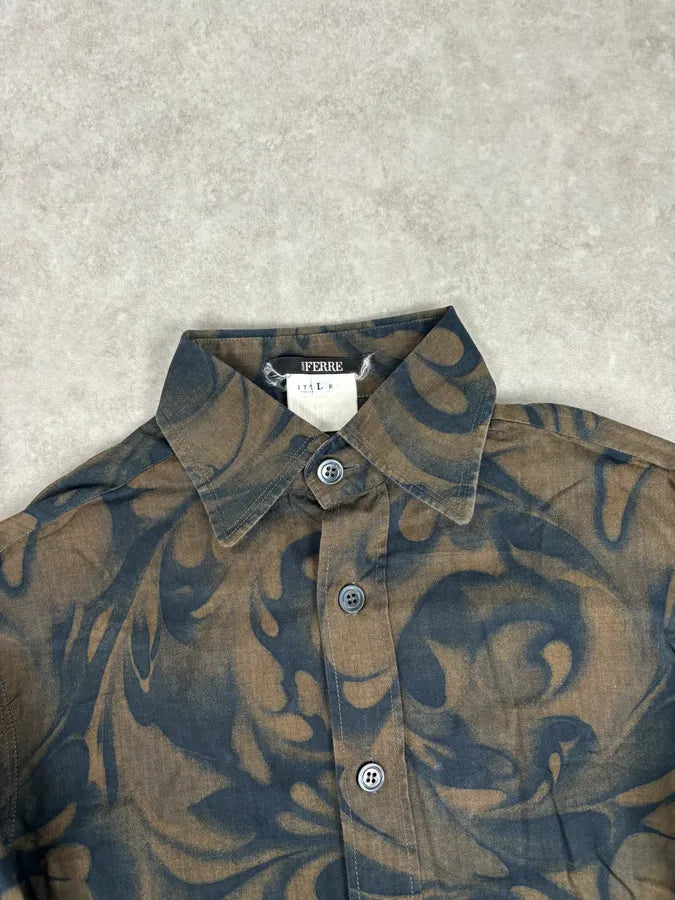 2000s Gianfranco Ferré Brown Floral Print Shirt LGSTPiv 3