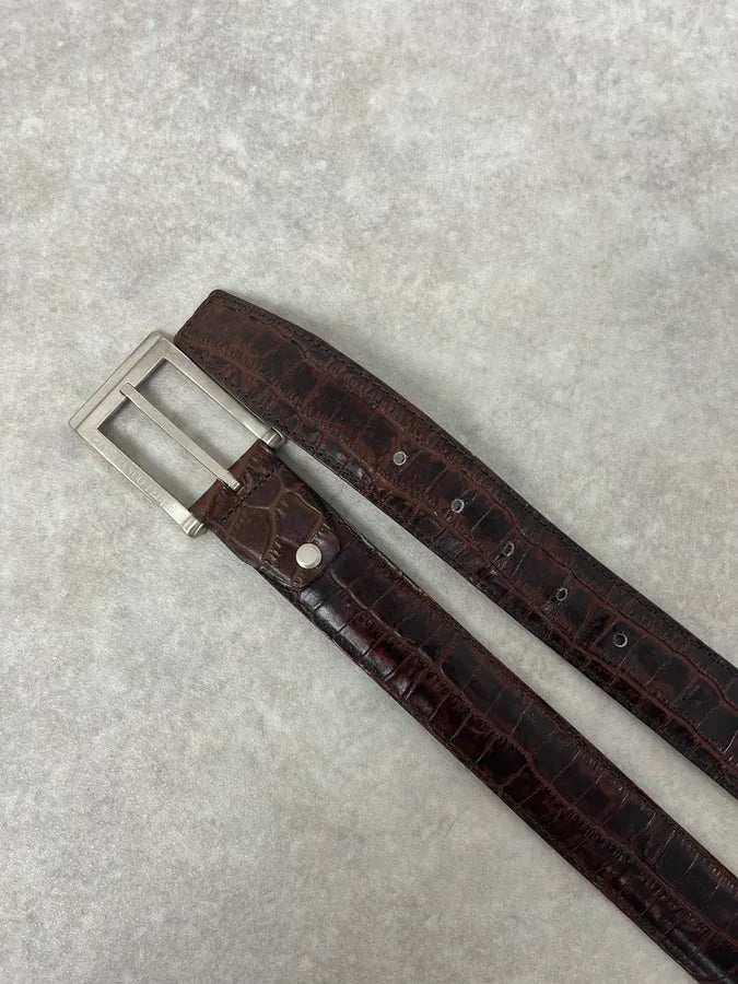 Gianfranco Ferré Brown Crocodile Effect Leather Belt fdxtOEG 2