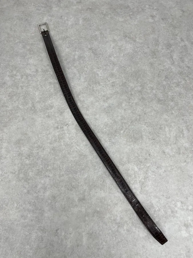Gianfranco Ferré Brown Crocodile Effect Leather Belt fdxtOEG 4