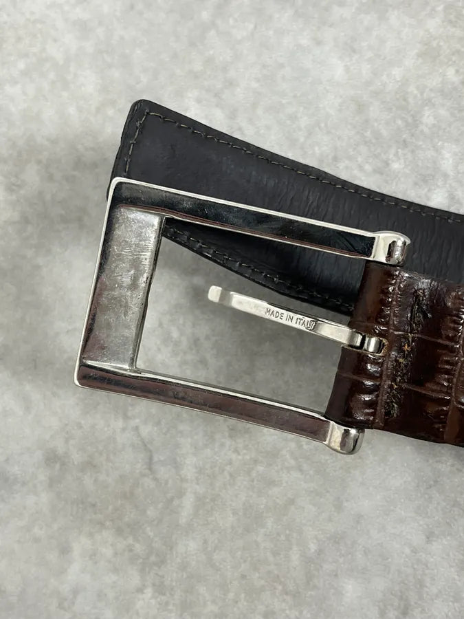 Gianfranco Ferré Brown Crocodile Effect Leather Belt fdxtOEG 5