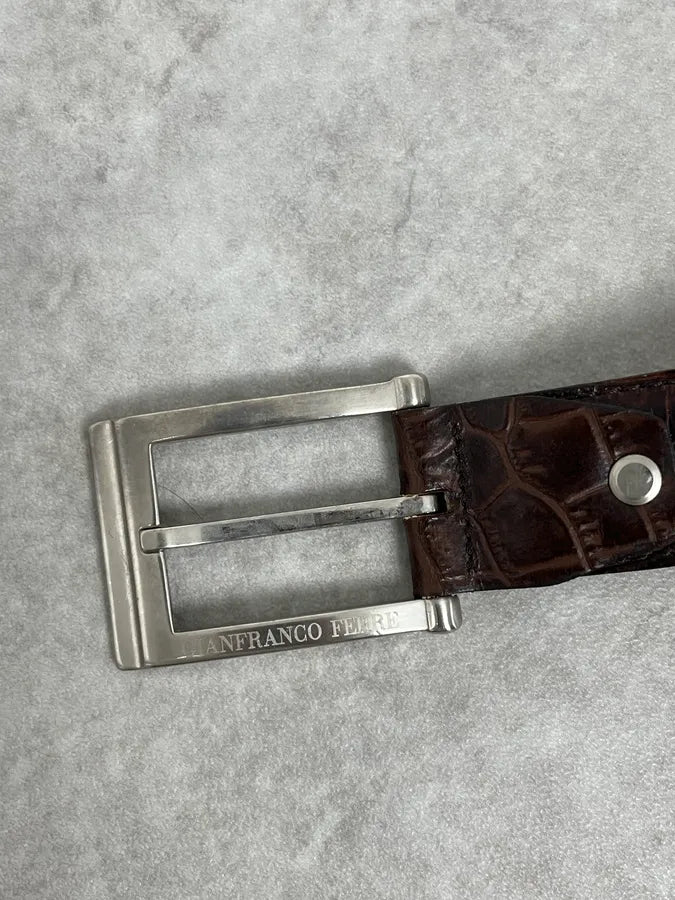 Gianfranco Ferré Brown Crocodile Effect Leather Belt fdxtOEG 6