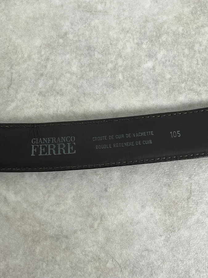 Gianfranco Ferré Brown Crocodile Effect Leather Belt fdxtOEG 7