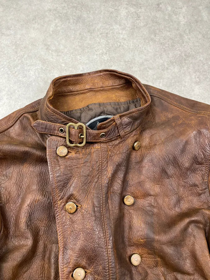 2000s Gianfranco Ferré Brown Leather Buttoned Leather Jacket XKfeFvJ 7