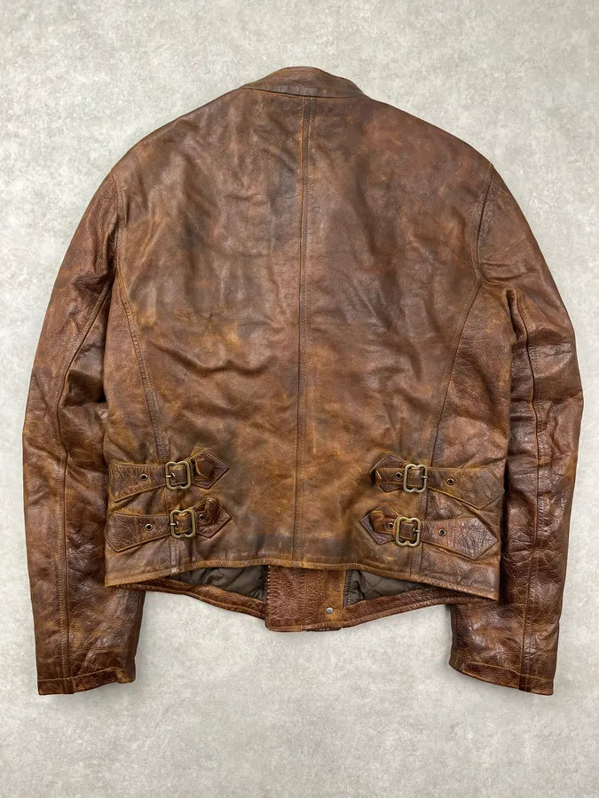 2000s Gianfranco Ferré Brown Leather Buttoned Leather Jacket XKfeFvJ 3