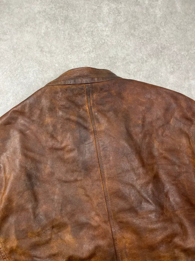 2000s Gianfranco Ferré Brown Leather Buttoned Leather Jacket XKfeFvJ 9