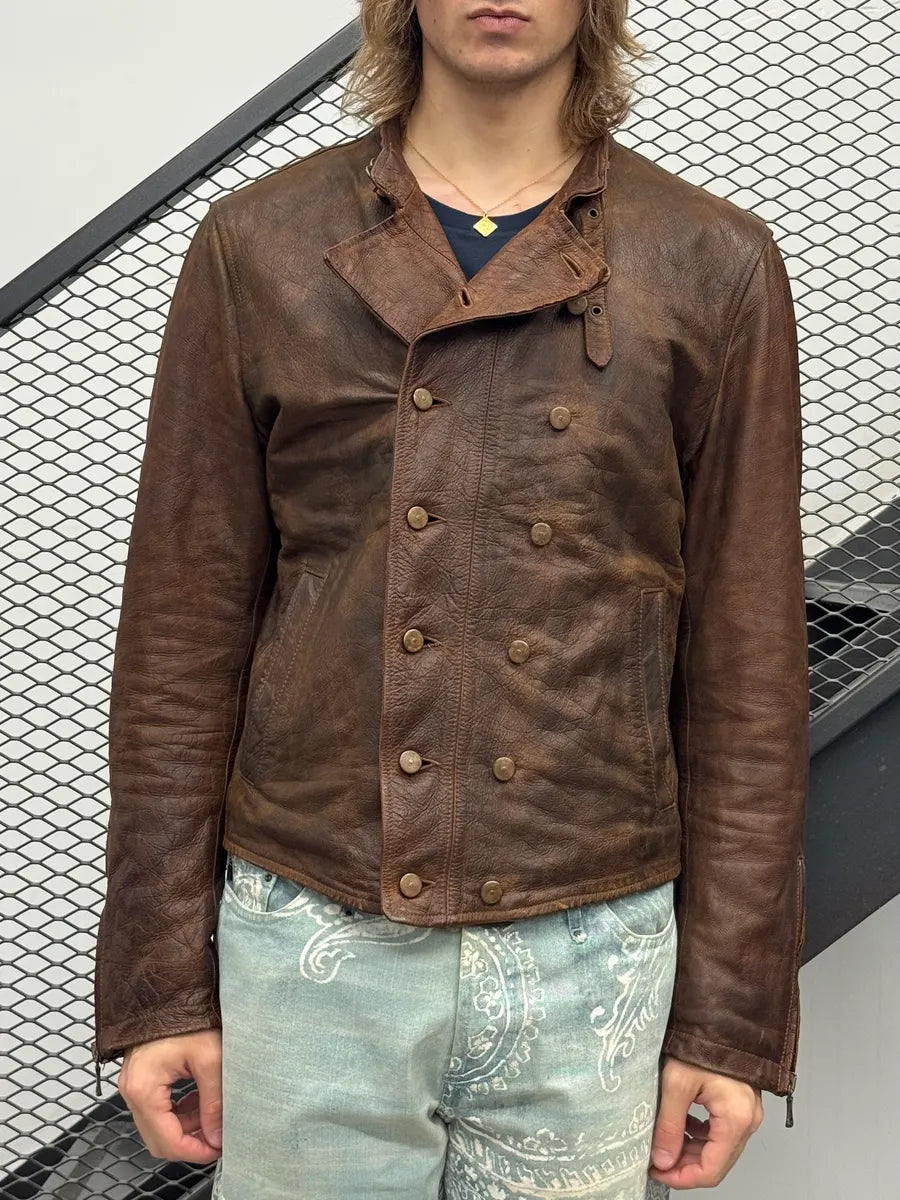 2000s Gianfranco Ferré Brown Leather Buttoned Leather Jacket XKfeFvJ 4