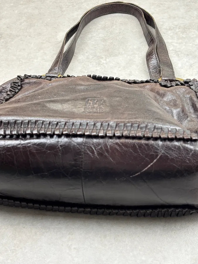 Gianfranco Ferré Brown Leather Scalloped Shoulder Bag yeihjbc 10