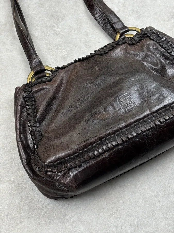 Gianfranco Ferré Brown Leather Scalloped Shoulder Bag yeihjbc 9