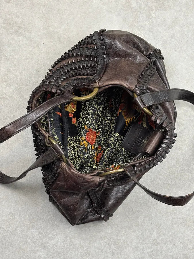 Gianfranco Ferré Brown Leather Scalloped Shoulder Bag yeihjbc 12