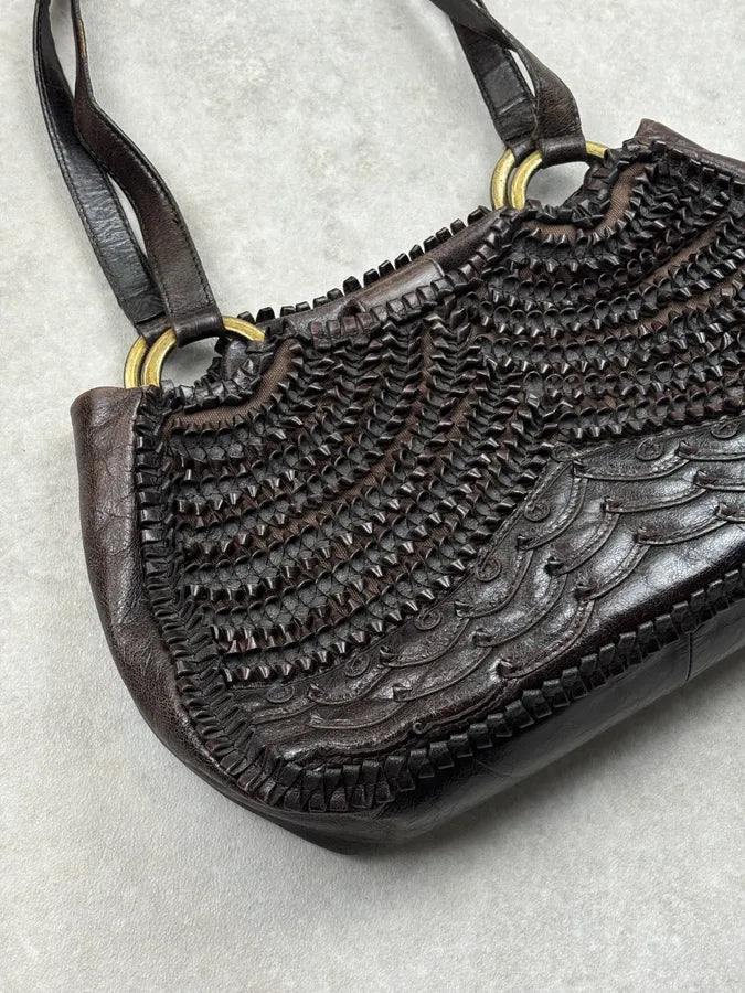 Gianfranco Ferré Brown Leather Scalloped Shoulder Bag yeihjbc 5