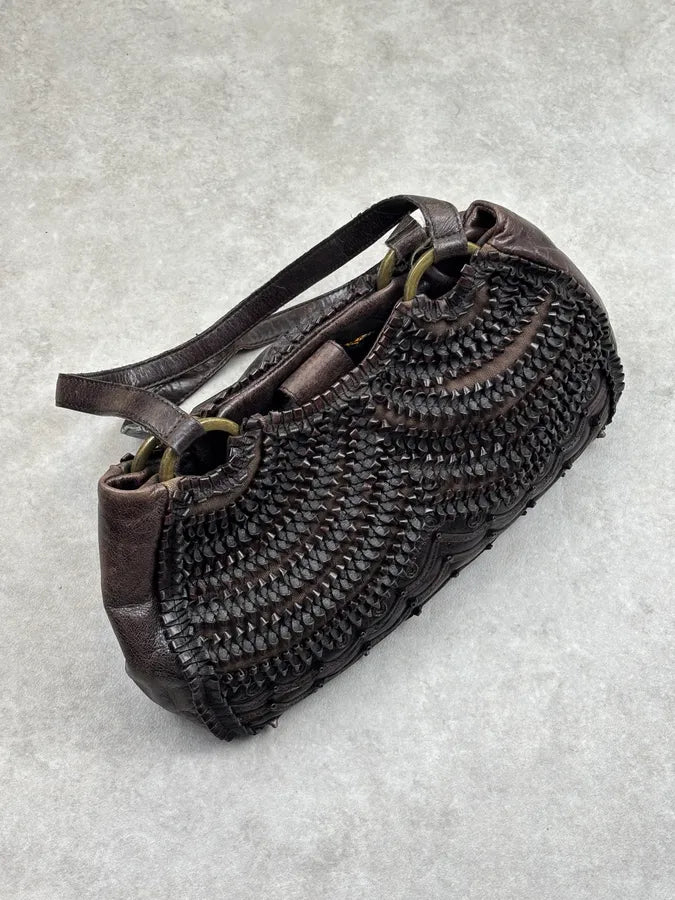 Gianfranco Ferré Brown Leather Scalloped Shoulder Bag yeihjbc 3