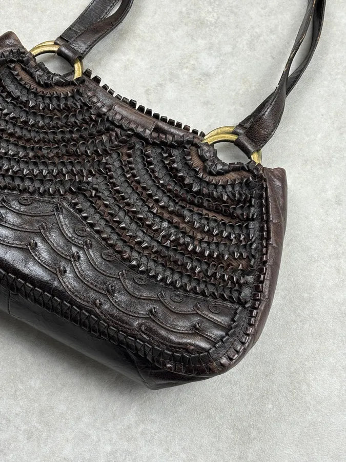 Gianfranco Ferré Brown Leather Scalloped Shoulder Bag yeihjbc 6