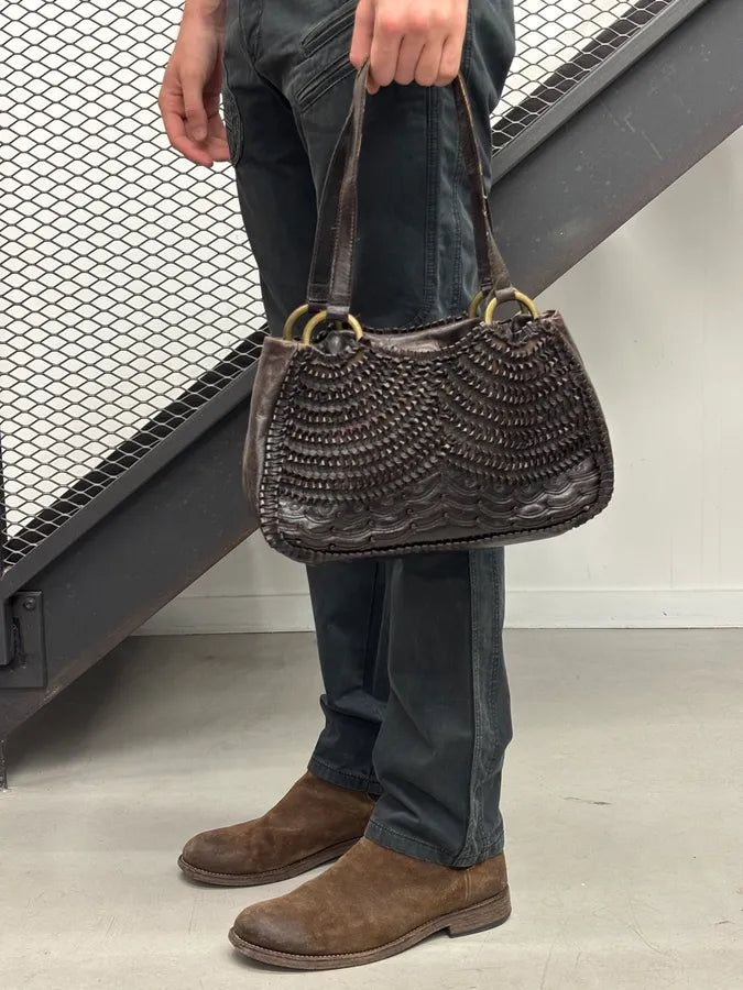 Gianfranco Ferré Brown Leather Scalloped Shoulder Bag yeihjbc 2