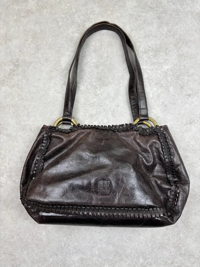 Gianfranco Ferré Brown Leather Scalloped Shoulder Bag yeihjbc 8