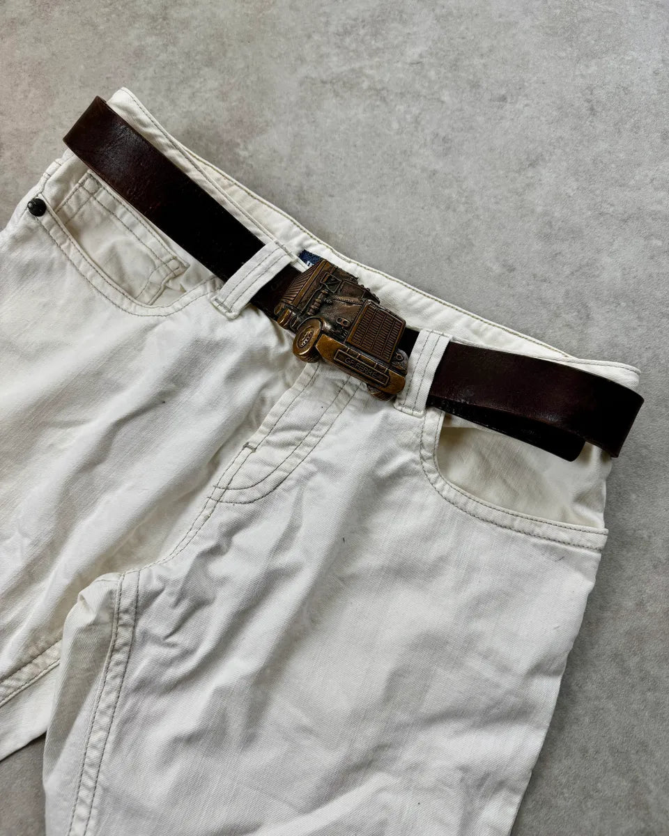 Gianfranco Ferré Brown Leather Truck Buckle Belt ZlsuMAM 1